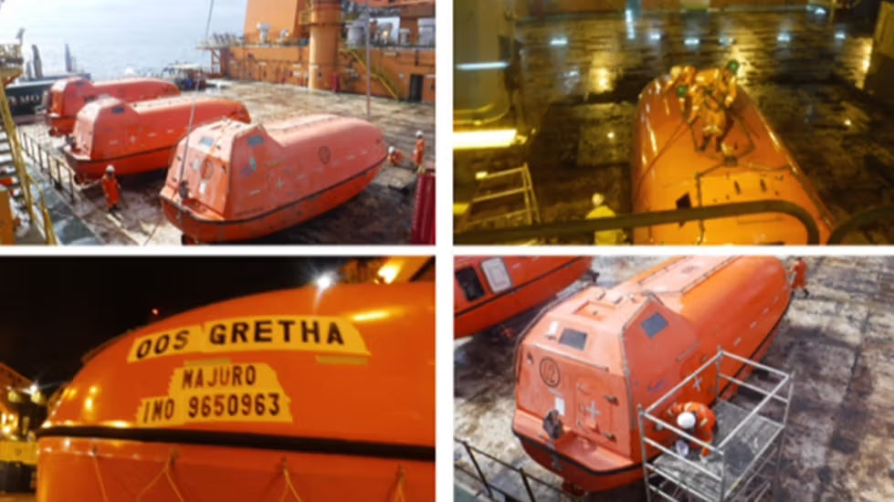 Reddingsboot OOS Gretha met vernieuwde oranje glanscoating