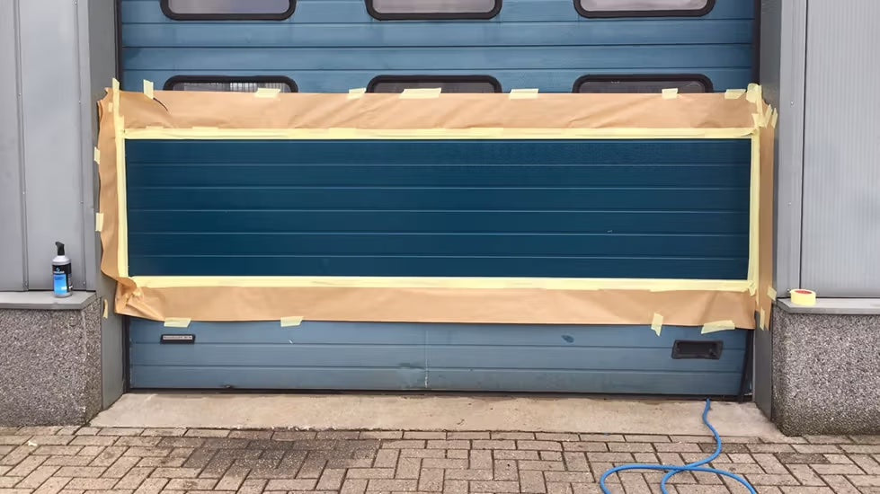 Kunststof garagedeur met herstelde kleur 